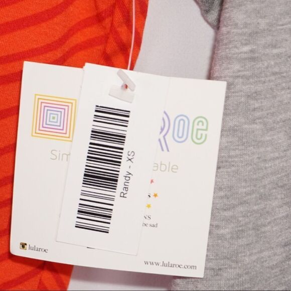 LuLaRoe Orange/Gray Baseball-Style Randy Tee, XS - Picture 4 of 6